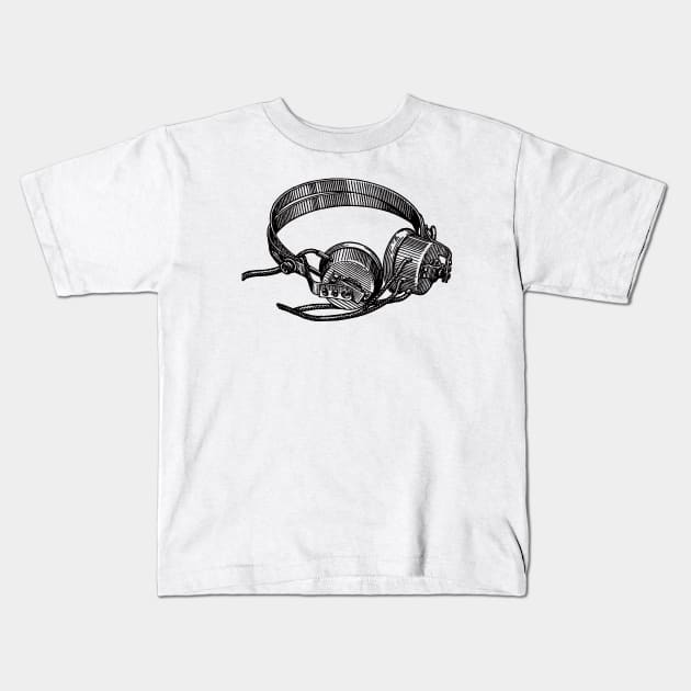 Vintage headphones Kids T-Shirt by Museum